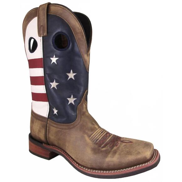 NEW SMOKY MOUNTAIN BOOTS men's stars and stripes leather western boots in vintag